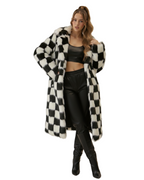 Molliolli Penny Checkered Long Coat (Black & White)