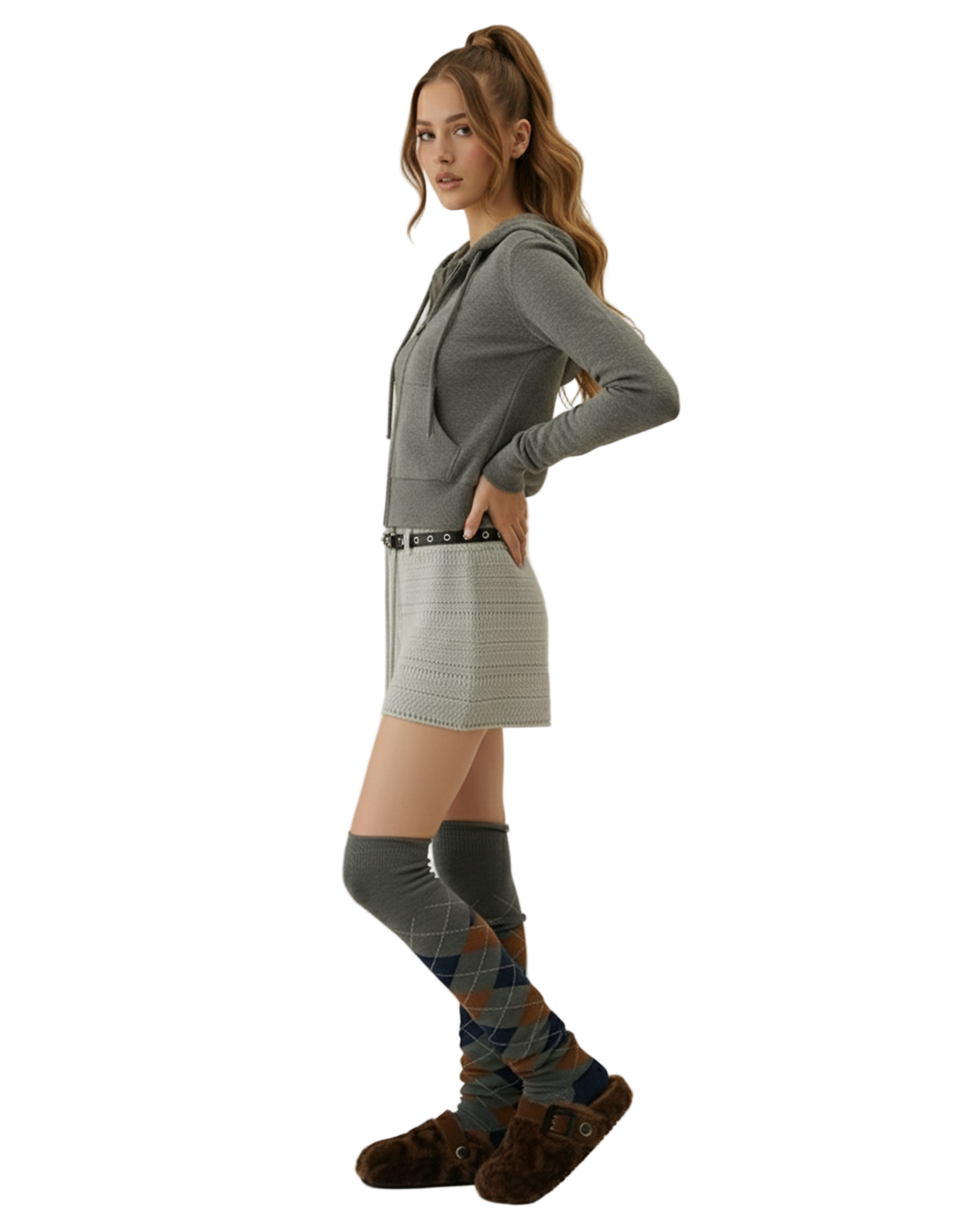 Molliolli YONI Cashmere 100% Zip-Up Hoodie (Thunder)