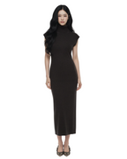 Wool Turtleneck Sleeveless Knit Maxi Dress