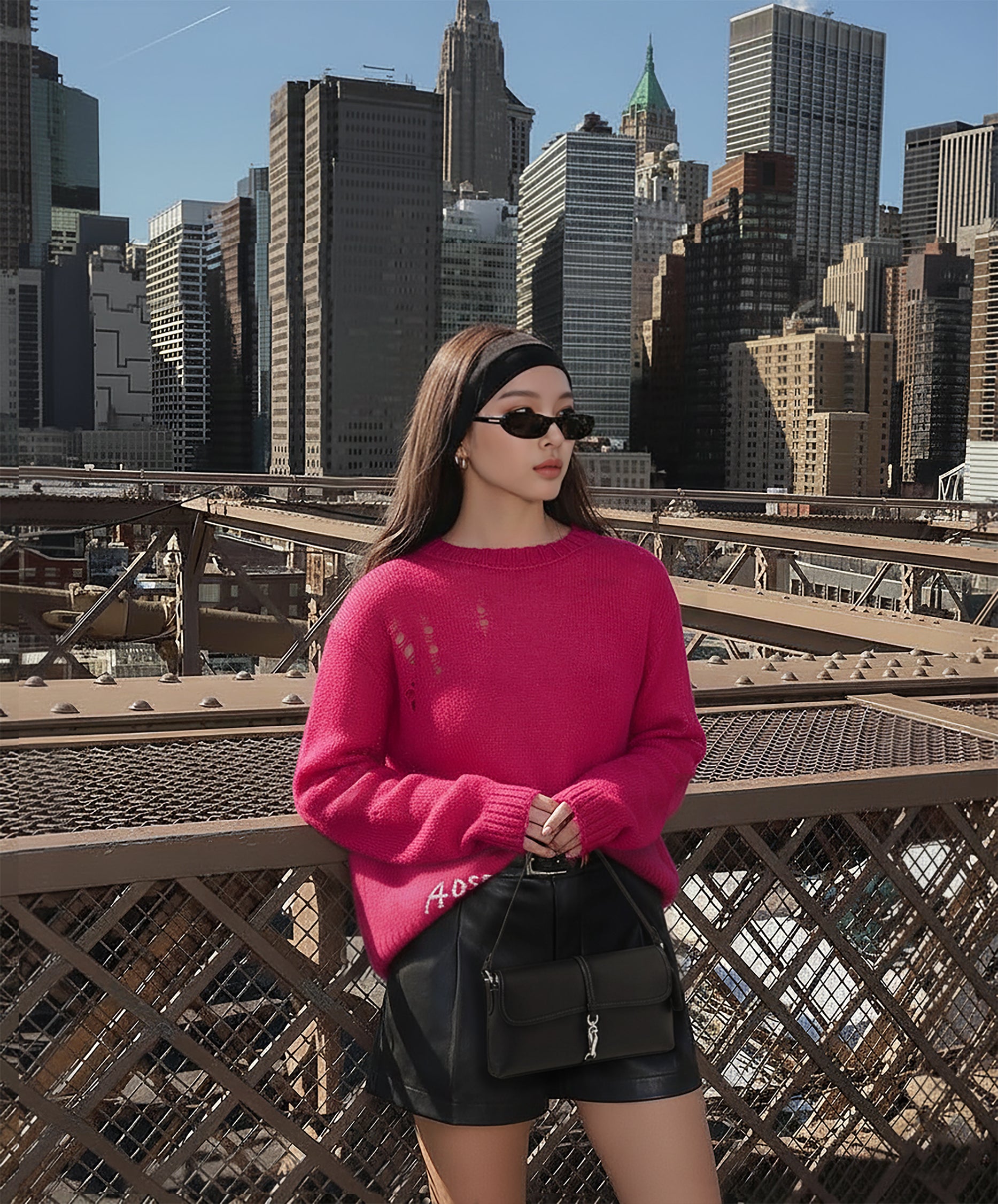 Andersson Bell Kid Mohair Crew-Neck Sweater (Pink)